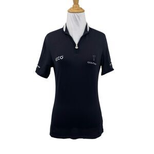 Golfino Polo Shirt Womens 6 Black Quarter Zip Embroidered *Logo Performance Golf